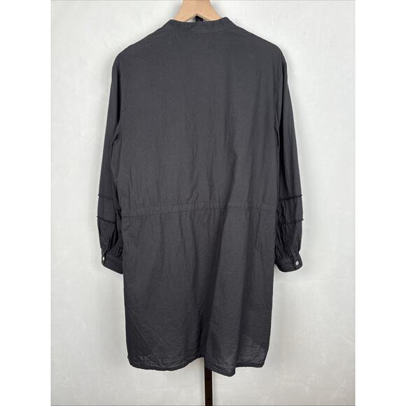 Emerson Fry India Shirtdress Medium Black Organic Cotton Dress Boho Quiet Luxury - Picture 6 of 12